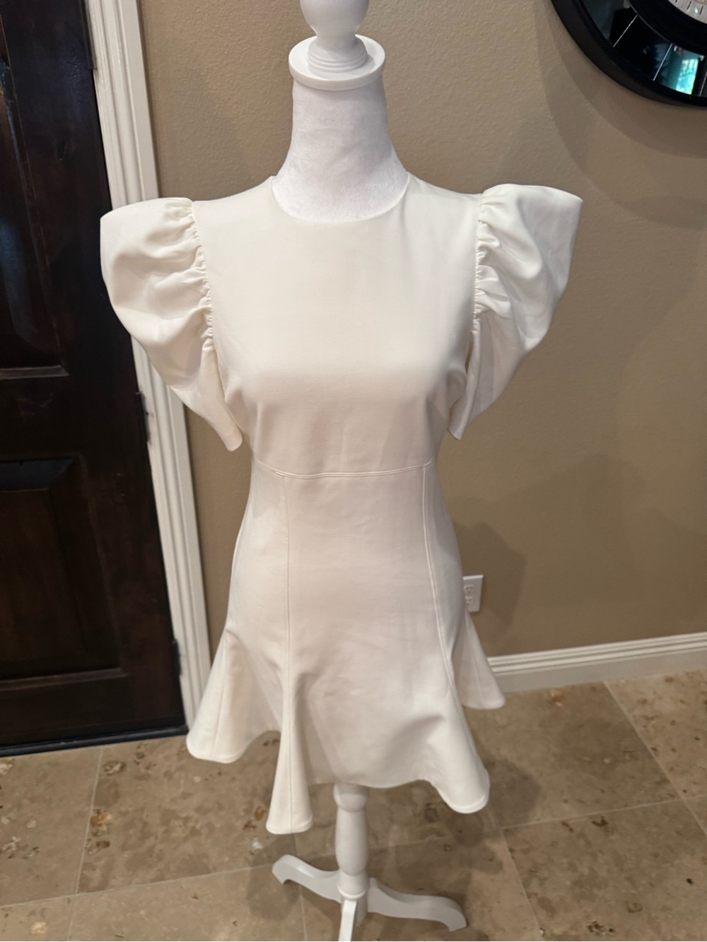 Likely white Puff-Sleeve Mini Dress